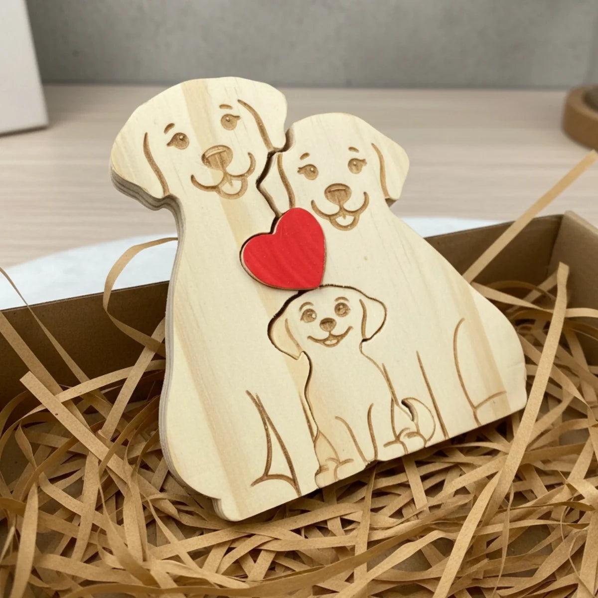 Personalized Dog 3 Pieces Family Edition Custom Wooden Puzzle