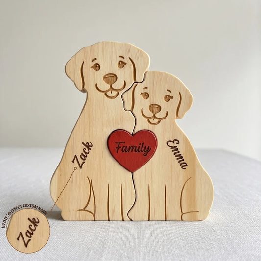 Personalized Dog Couple Edition Custom Wooden Puzzle