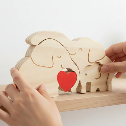 Personalized Elephant 3 Pieces Family Edition Custom Wooden Puzzle