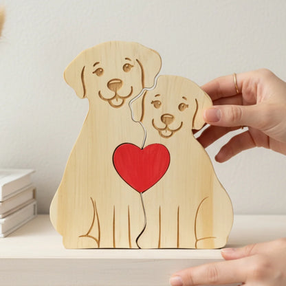 Personalized Dog Couple Edition Custom Wooden Puzzle