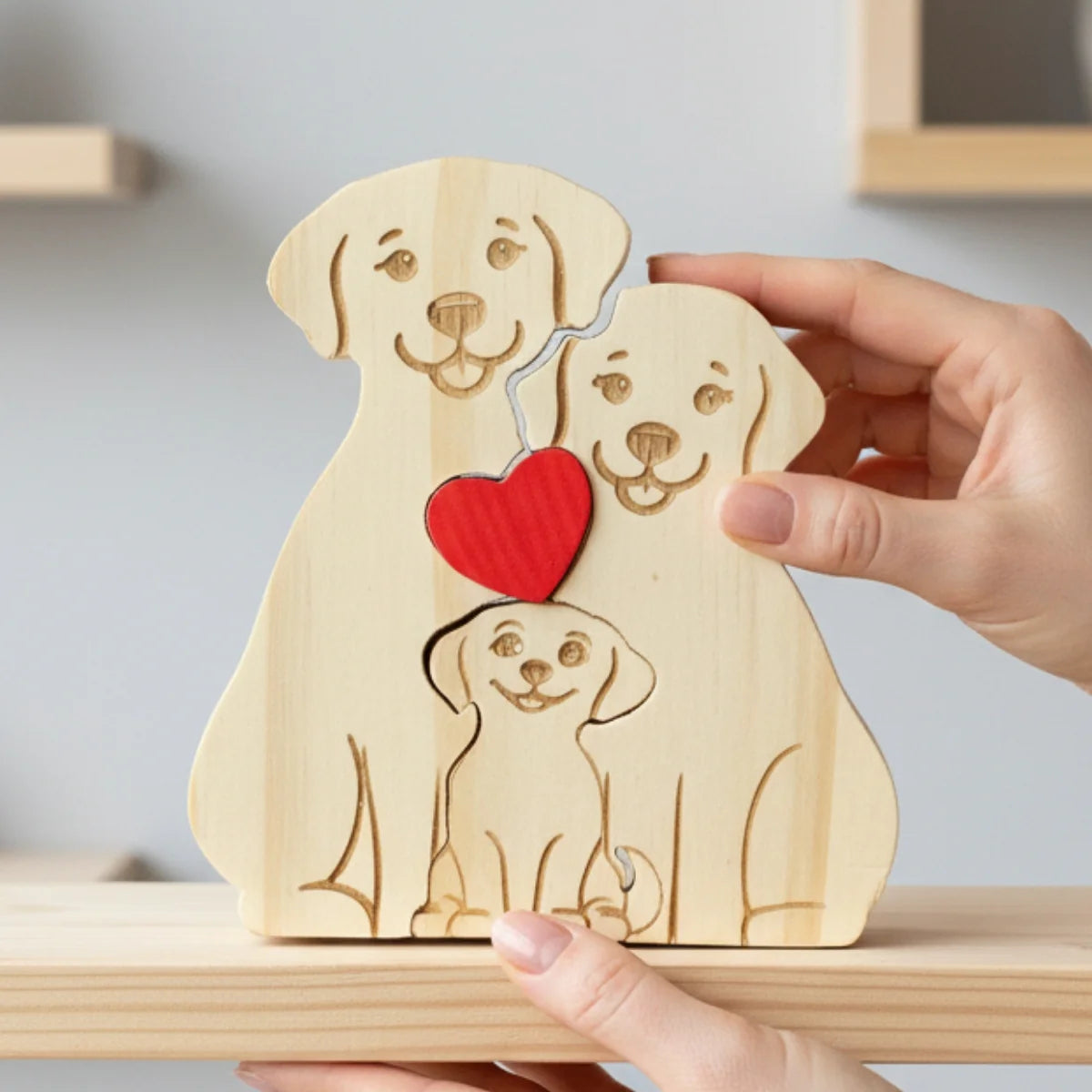 Personalized Dog 3 Pieces Family Edition Custom Wooden Puzzle