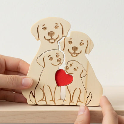Personalized Dog 4 Pieces Family Edition Custom Wooden Puzzle
