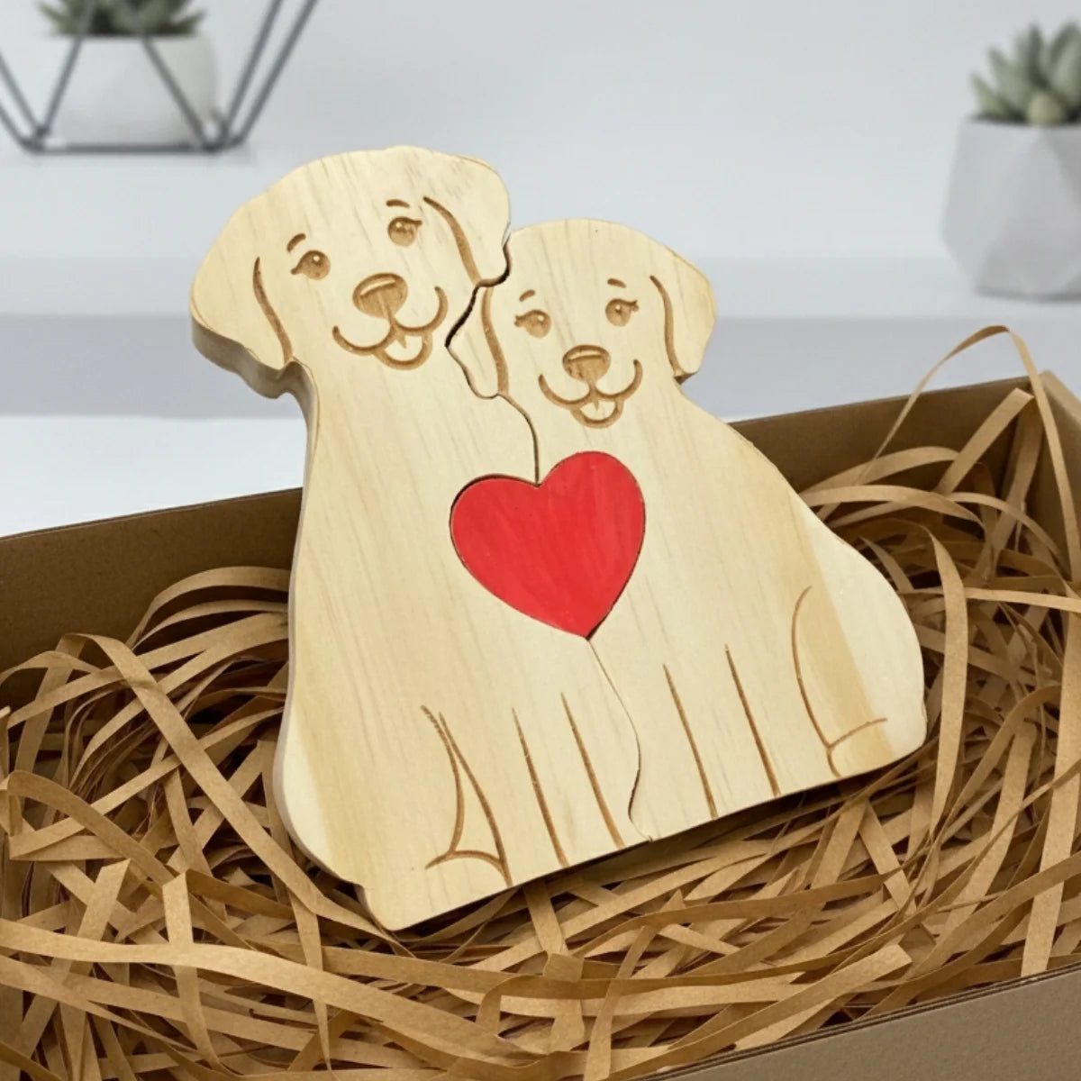 Personalized Dog Couple Edition Custom Wooden Puzzle