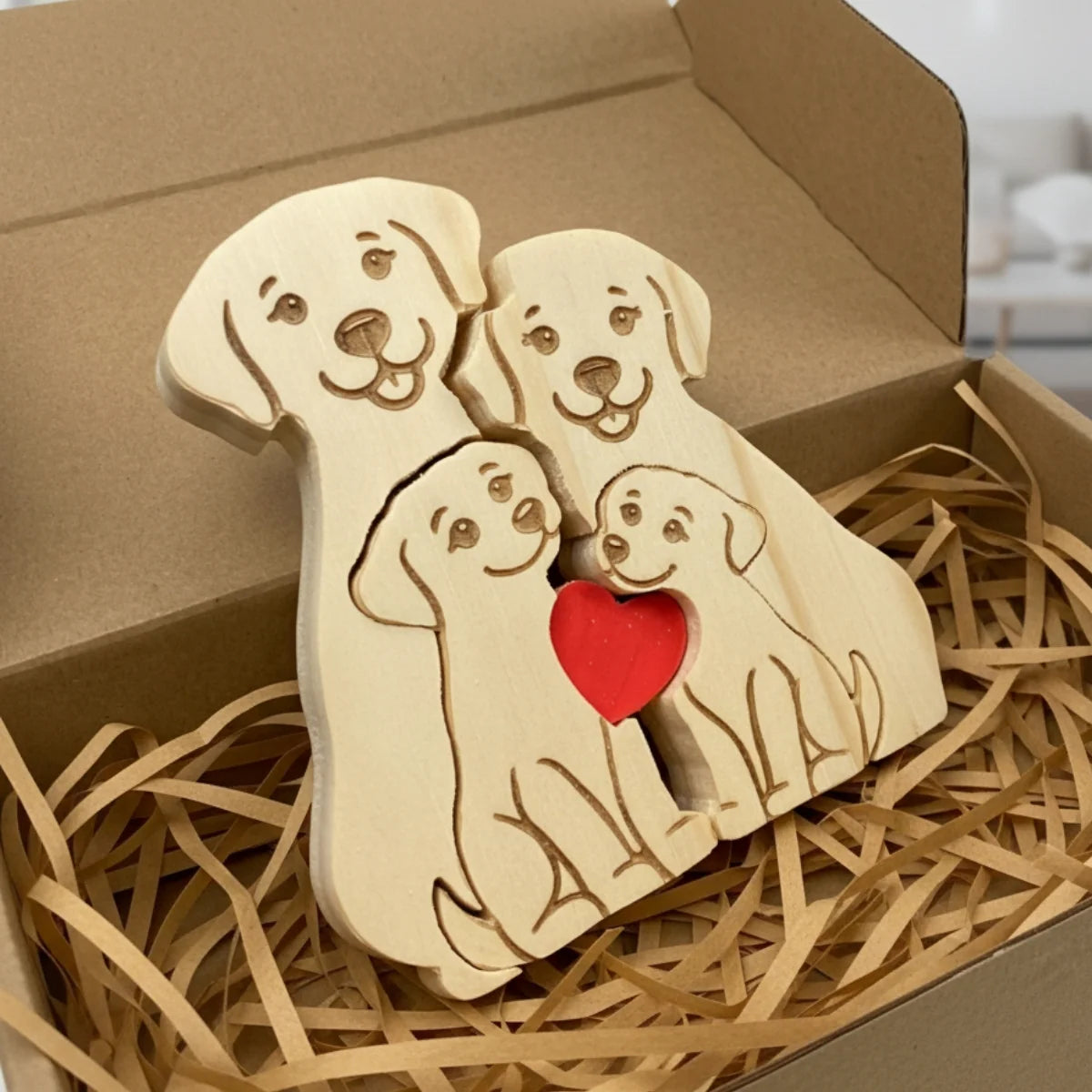 Personalized Dog 4 Pieces Family Edition Custom Wooden Puzzle