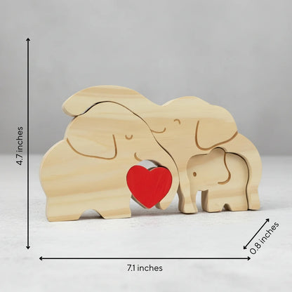 Personalized Elephant 3 Pieces Family Edition Custom Wooden Puzzle