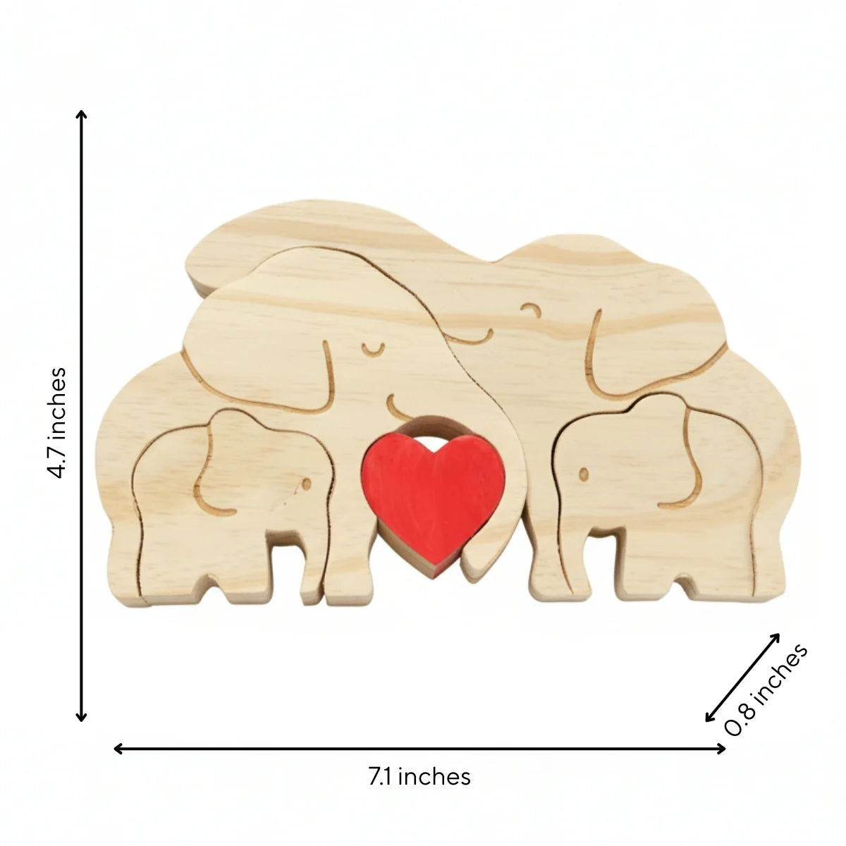 Personalized Elephant 4 Pieces Family Edition Custom Wooden Puzzle