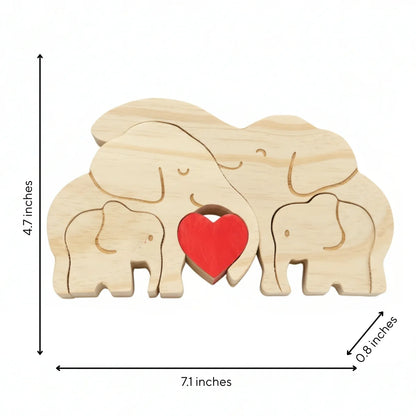 Personalized Elephant 4 Pieces Family Edition Custom Wooden Puzzle