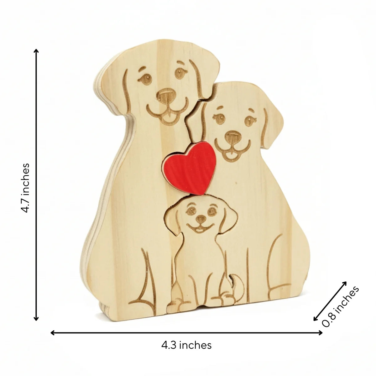 Personalized Dog 3 Pieces Family Edition Custom Wooden Puzzle