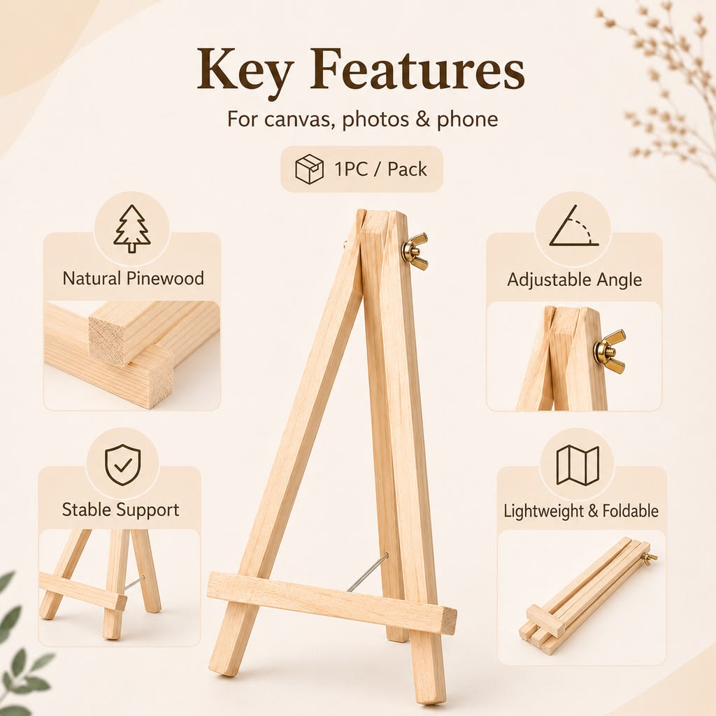 Mini Wooden Easel, Card, Photo or Keepsake Display, Small Tabletop Stand for Gifts or Decor (2 Pcs )