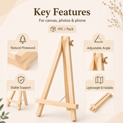 Mini Wooden Easel, Card, Photo or Keepsake Display, Small Tabletop Stand for Gifts or Decor (2 Pcs )