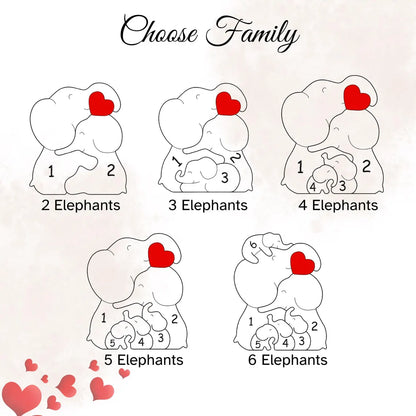 Personalized Elephant 5 Pieces Family Edition Custom Wooden Puzzle