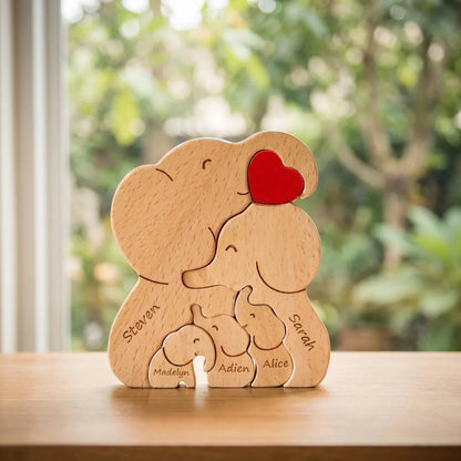 Personalized Elephant 5 Pieces Family Edition Custom Wooden Puzzle
